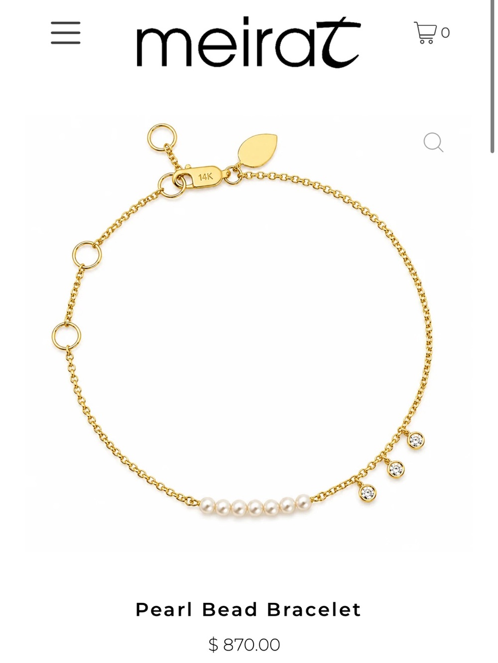 Meira T Pearl Bead Bracelet in Gold with Pearls